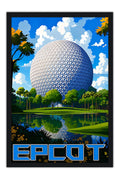 Poster Epcot Disney World - Retrô - Parques - Moldura preta