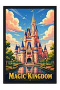 Poster Magic Kingdom Disney World - Retrô - Parques - Moldura preta