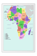 Poster Mapa da Africa Países - Geografia - Mapas - Moldura branca