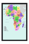 Poster Mapa da Africa Países - Geografia - Mapas - Moldura preta