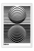 Poster Op Art - Abstrato - Preto e Branco - Obras de Arte - Moldura branca