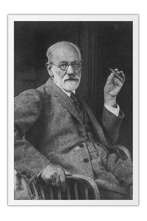 Poster Sigmund Freud Psicanálise - Retrato - Vintage - Personalidades - Moldura branca