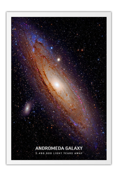 Poster Galáxia Andrômeda - Universo - Moldura branca