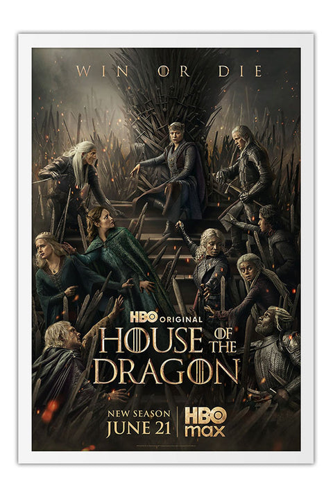 Poster A Casa do Dragão - 3ª Temporada - House of the Dragon - Ação - Drama - Séries - Moldura branca