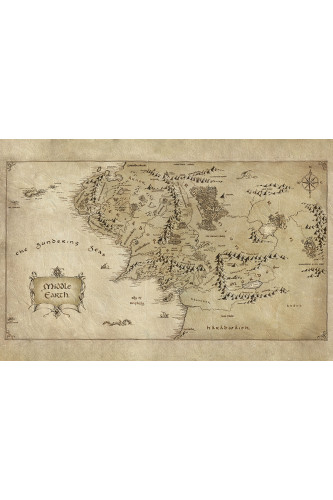 Mapa Terra Média - Hobbit Senhor dos Aneis