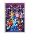 Poster Super Smash Bros - Megamen - Mario - Donkey Kong - Pikachu - Zelda