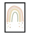 Poster Arco Iris e Corações - Cores Pastel - Decoração