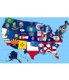 Poster Mapa dos Estados Unidos Com as Bandeiras de Cada Estado