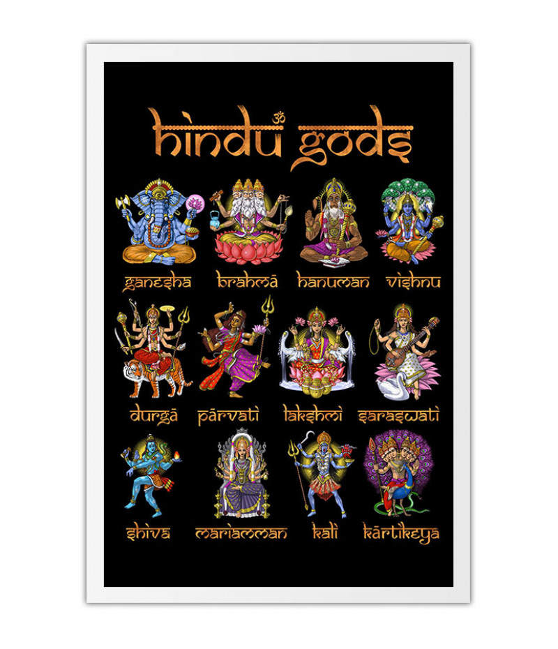 Poster Deuses do Hinduismo - Ganesha - Brahma - Hanuman - Vishnu - durga - Parvati - Lakshimi - Saraswati - Shiva - Mariamman - Kali - Kartikeya - Religião