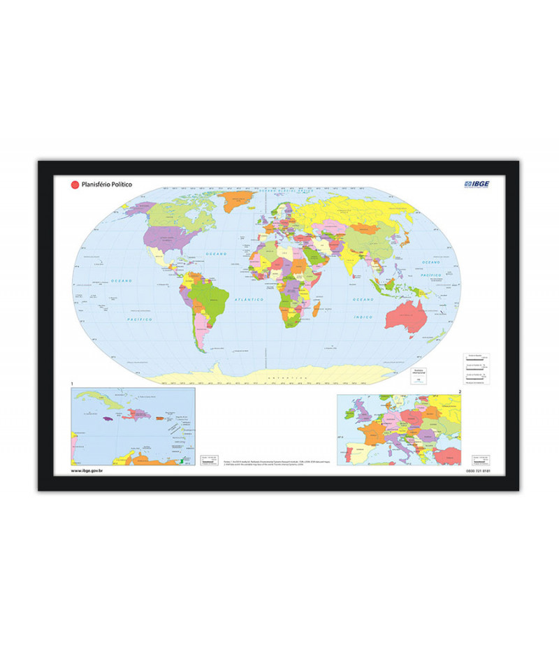 Poster Planisfério Político Mundi - Mapas - Geografia - Educativo