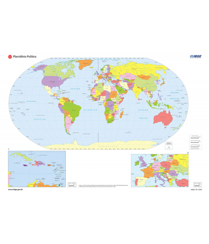 Poster Planisfério Político Mundi - Mapas - Geografia - Educativo